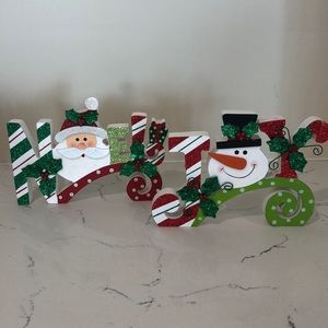 Noel and joy Christmas wood decoration